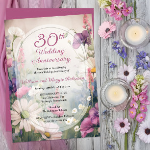 Elegante 30. Hochzeitsjubiläums-Party-Blumen Einladung