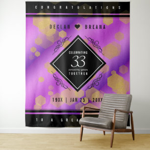 Elegante 33. Amethyst-Hochzeit-Jubiläum Wandteppich