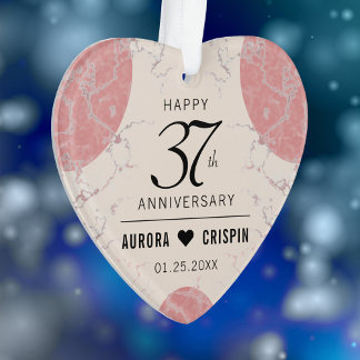 Elegante 37. Alabaster-Hochzeit-Jubiläum Ornament