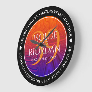 Elegante 39. Achat-Hochzeitsjubiläumsfeier Große Wanduhr