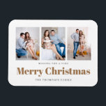 Elegante 3 Fotos Familie Frohe Weihnachten Magnet<br><div class="desc">Elegante 3 Fotos Familie frohe Weihnachten. Ersetzen Sie einfach die Beispielbilder durch Ihre eigenen Favoriten und personalisieren Sie den Text nach Bedarf.</div>