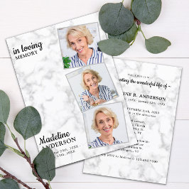 Elegante 3 Fotos Gedenkfeier Einladung