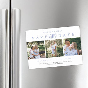 Elegante 3-Fotos Save-The-Date-Vorlage Magneteinladung