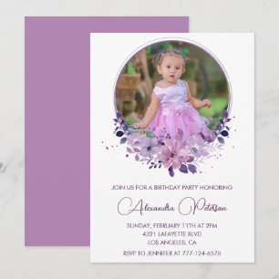 Elegante 3. Geburtstagseinladung Foto Floral Boho Einladung