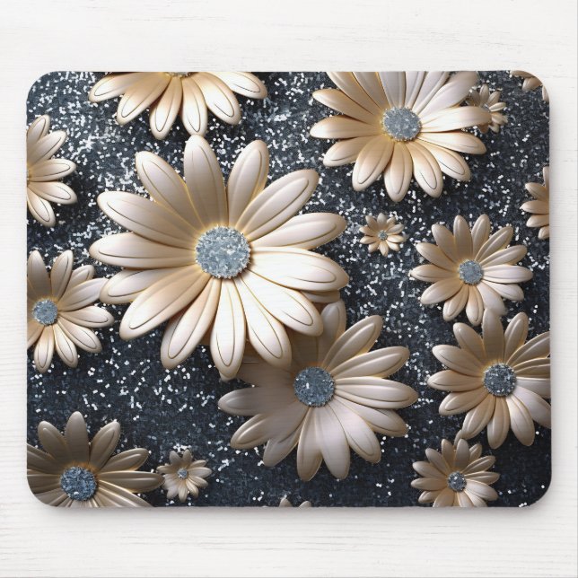 Elegante 3D Black and Gold Blume Mousepad (Vorne)