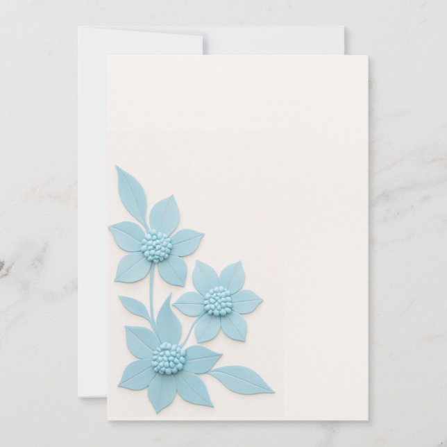 Elegante 3D Blue Flowers auf Soft Background, erst Dankeskarte (Vorderseite)