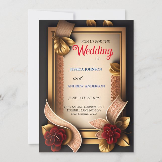 elegante 3D-Blume Einladung (Vorderseite)