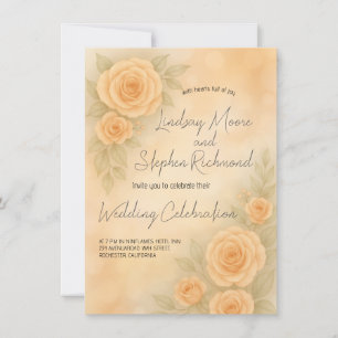 Elegante 3D Blush Rose Hochzeit Einladung Romantis
