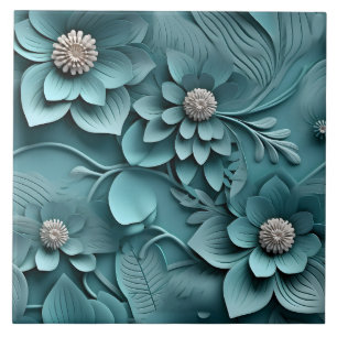 Elegante 3D Floral Relief Fliese