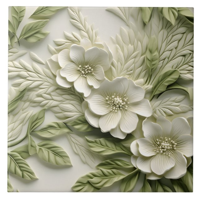 Elegante 3D Floral Relief Fliese (Vorderseite)