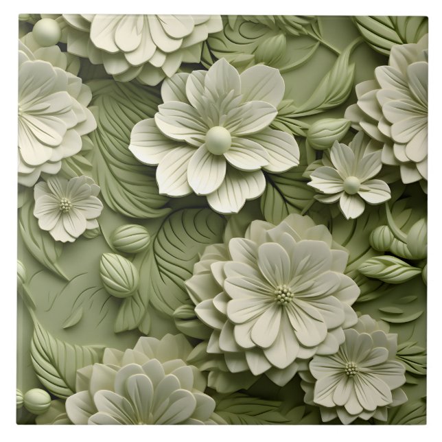 Elegante 3D Floral Relief Fliese (Vorderseite)