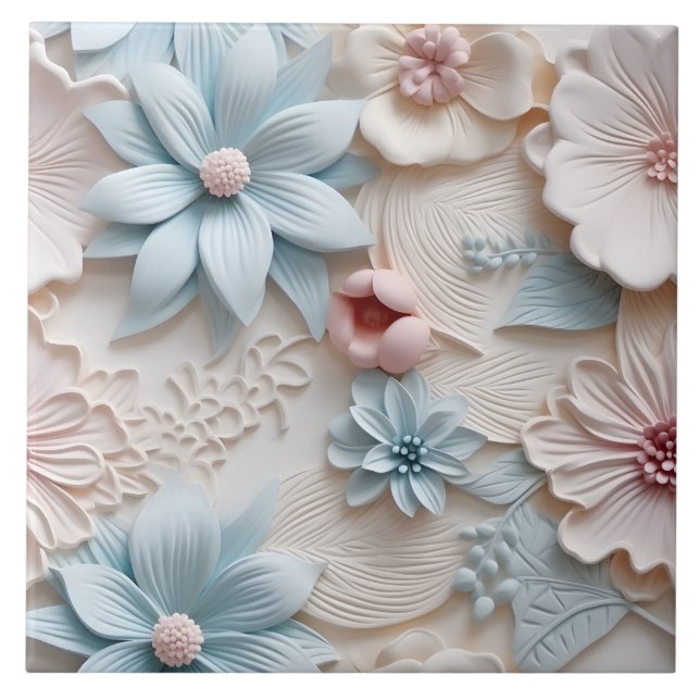 Elegante 3D Floral Relief Fliese (Vorderseite)