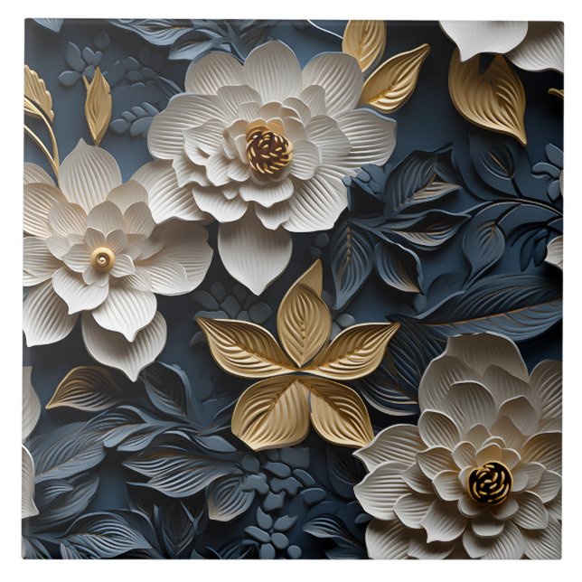 Elegante 3D Floral Relief Fliese (Vorderseite)
