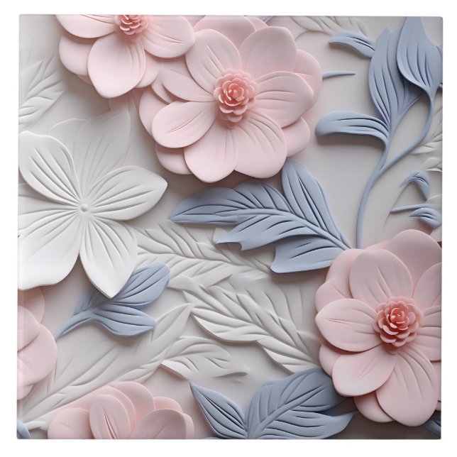 Elegante 3D Floral Relief Fliese (Vorderseite)