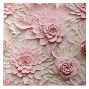 Elegante 3D Floral Relief Fliese