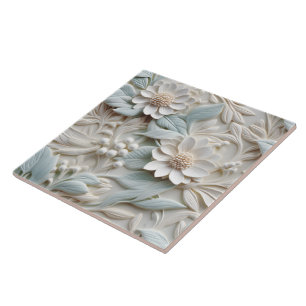 Elegante 3D Floral Relief Fliese