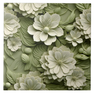 Elegante 3D Floral Relief Fliese