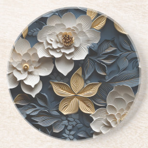 Elegante 3D Floral Relief Getränkeuntersetzer