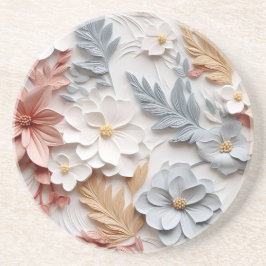 Elegante 3D Floral Relief Getränkeuntersetzer