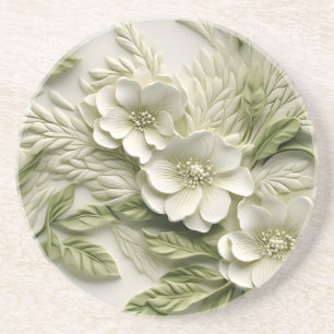 Elegante 3D Floral Relief Getränkeuntersetzer