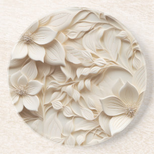 Elegante 3D Floral Relief Getränkeuntersetzer