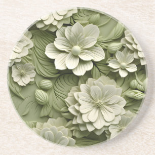 Elegante 3D Floral Relief Getränkeuntersetzer