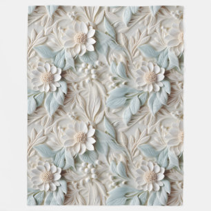 Elegante 3D Floral Relief Pastel Fleecedecke