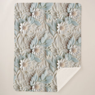 Elegante 3D Floral Relief Pastel Sherpadecke