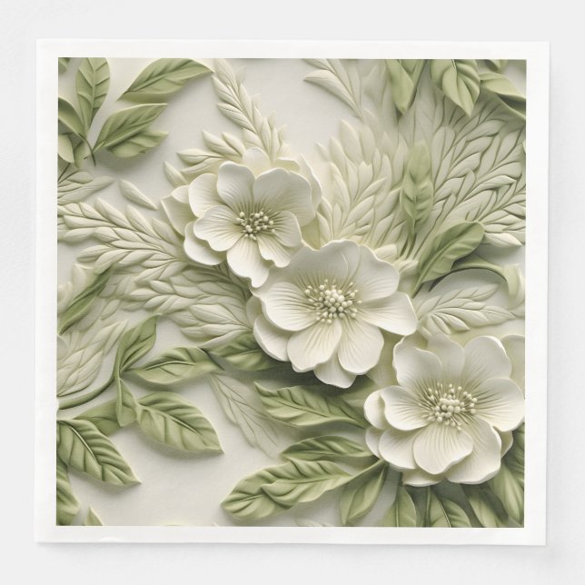 Elegante 3D Floral Relief Serviette (Vorderseite)