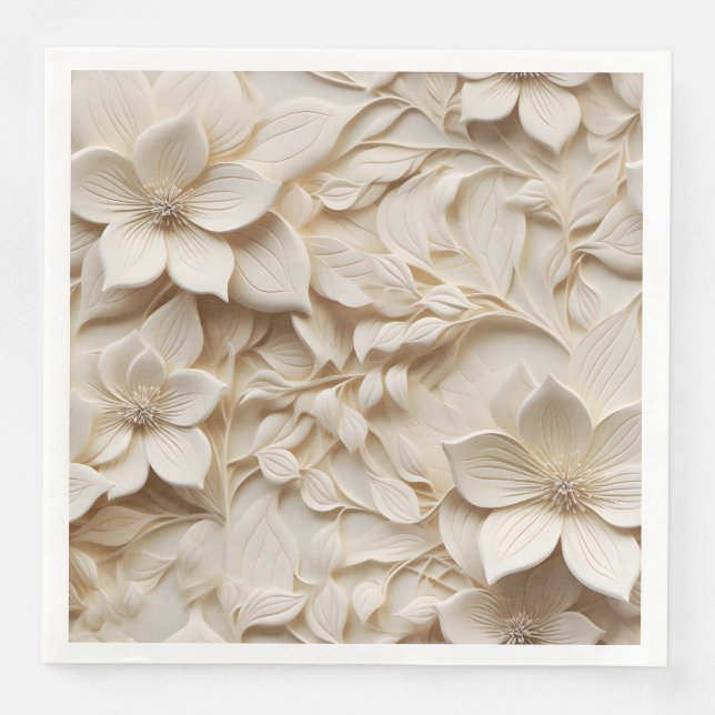Elegante 3D Floral Relief Serviette (Vorderseite)