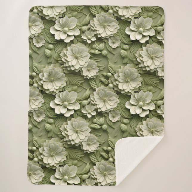 Elegante 3D Floral Relief Sherpadecke (Vorderseite)