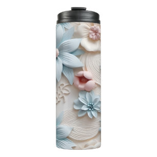 Elegante 3D Floral Relief Thermosbecher