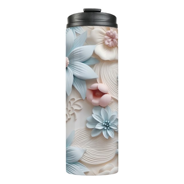 Elegante 3D Floral Relief Thermosbecher (Vorderseite)