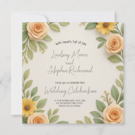 Elegante 3D Floral Wedding Card Einladung