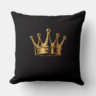 Elegante 3D goldene Krone auf Schwarz Kissen