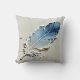 Elegante 3D-Ölgemälde Blaue Federn Boho-Lendenkiss Kissen