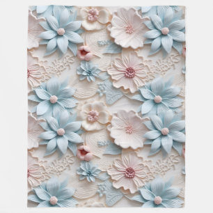 Elegante, 3D-Stilftige Flora Relief Pastel Fleecedecke