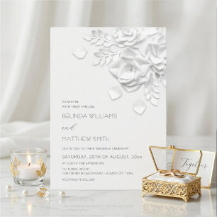 Elegante 3D weiße Papierblumen Florale Hochzeit Einladung