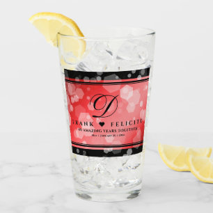 Elegante 40. 80. Rubin-Hochzeitsjubiläum Glas