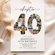 Elegante 40. Foto-Kapitel 40. Geburtstagseinladung