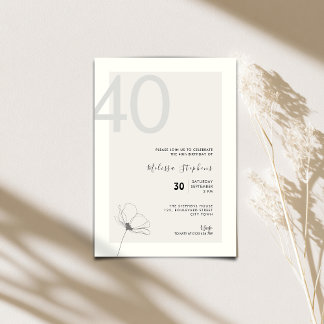 Elegante 40. Geburtstagseinladung - Minimalistisch Einladung