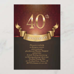 Elegante 40. Hochzeitsjubiläums-Einladung Einladung