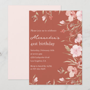 Elegante 41. Geburtstagseinladungen Floral Chic Einladung