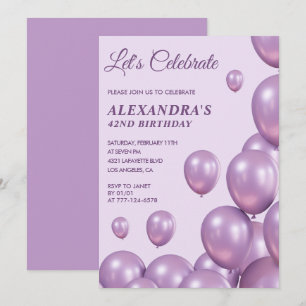 Elegante 42. Geburtstagseinladungen Luftballons Li Einladung