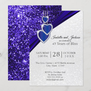 Elegante 45. oder 65. Saphir Glitter Jubiläum Einladung