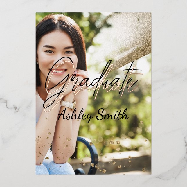 Elegante 4 Foto Abschluss Einladung (Vorderseite)