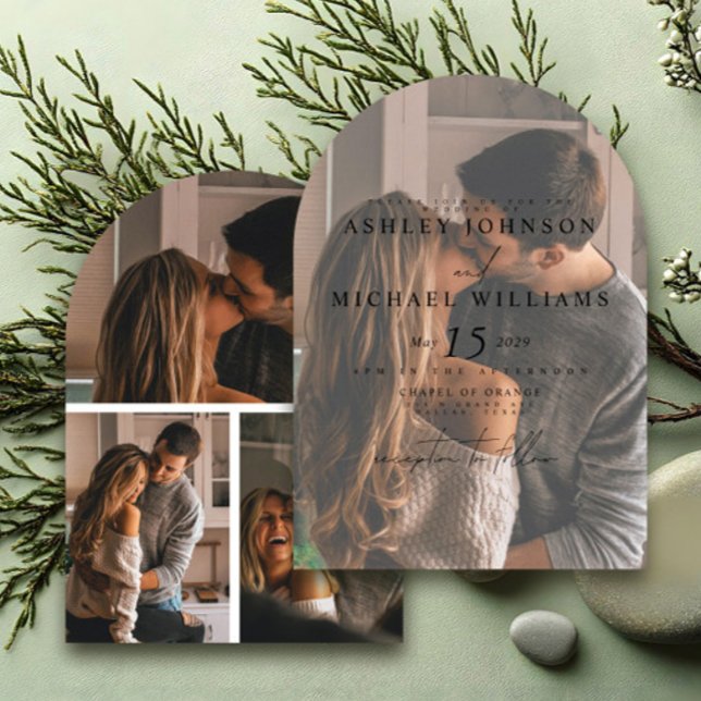 Elegante 4 Foto Arch Overlay Einladung zur Hochzei (Von Creator hochgeladen)