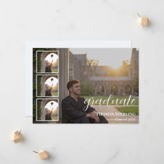 Elegante 4-Foto-Collage-Abschlussanzeige Ankündigung