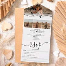 Elegante 4 Fotos Schwarz-weiß moderne Hochzeit