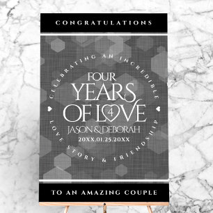 Elegante 4. Linen Hochzeitsfeier Acrylschild